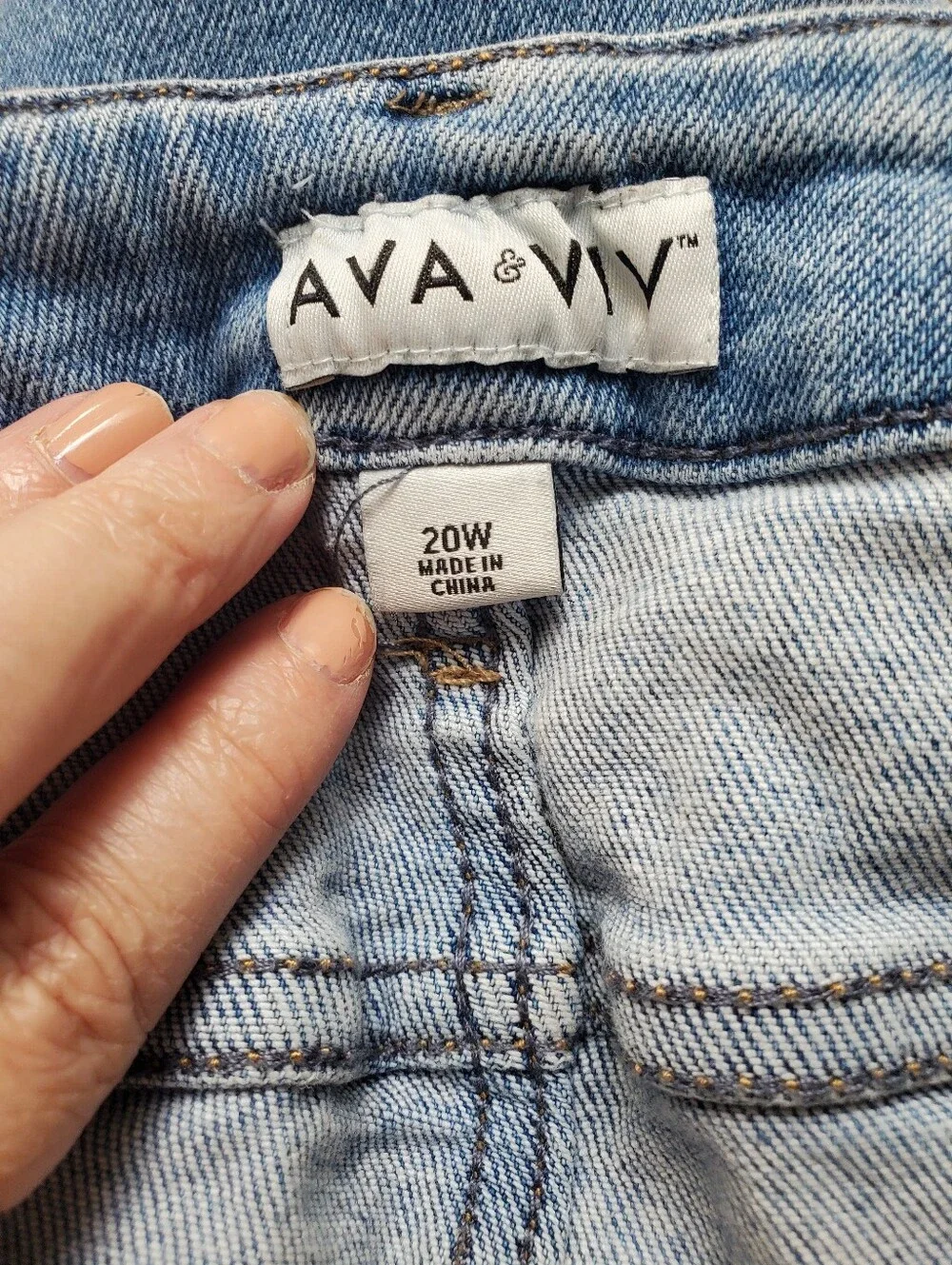 Personal Upcycled Ava & Viv Long Distressed Denim Shorts Size 20W